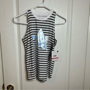 Member's Mark Girls Size 14/16 Black/White Sleeveless Star Blouse NEW